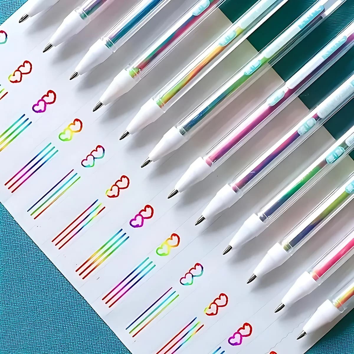 Confezione da 12 Penne Evidenziatori Gel Multicolore - Asciugatura Rapida, Scrittura Fluida, Perfette per Progetti Artistici e Creativi, Ideali per Studenti