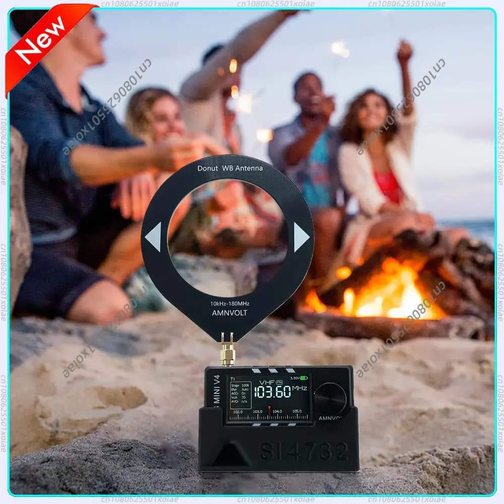 AMNVOLT V4 ATS MINI Radio with Stand & Headphone Amplifier Si4732 DSP Radios 1.9inch IPS Screen for Walking Hiking Camping