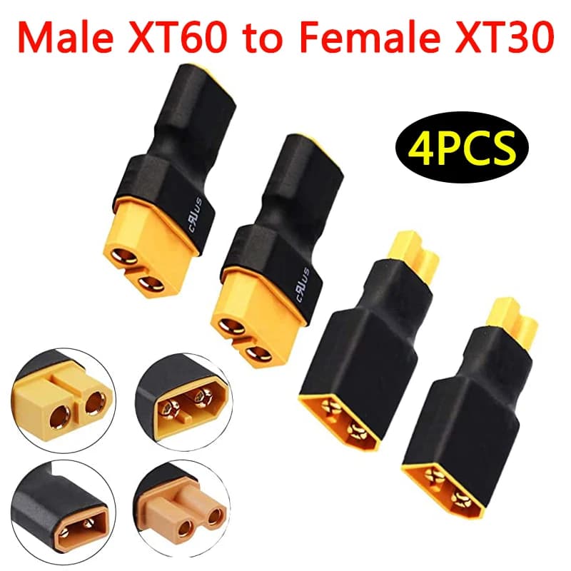 Female 4 pcs XT60 to XT30 male adaptor for FPV charger Drone RC Lipo NiMH ESC (2 pieces male XT60 to female XT