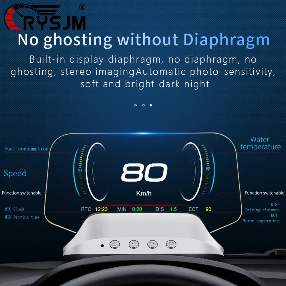 C3 Car HUD OBD2 GPS Navigation OBD Head Up Display For HUD Smart Projector Obd2 Tachometer On-board Computer Safety Alarm