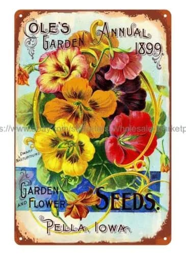 Flower Seed Pack Cole garden metal tin sign cheap home decor