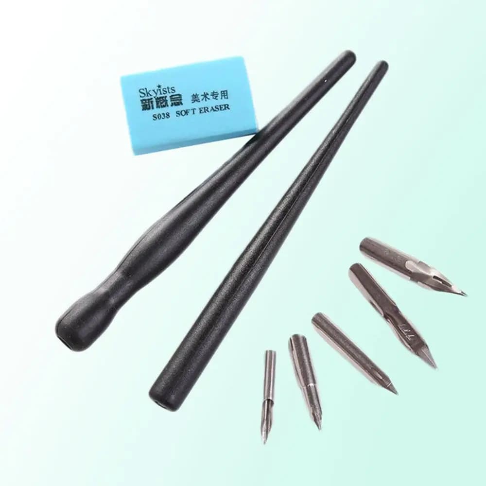 Cartoon Manga Pen Tip Pen Set Calligraphy Drawing Tool Set 5 Nib + 2 Holder + 1 Eraser