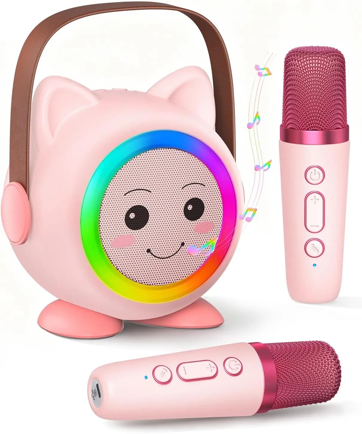 Macchina per Karaoke Portatile per Bambini con Microfoni Wireless, Regalo Ideale di Natale e Compleanno per Ragazze e Ragazzi dai 4 ai 12 Anni+