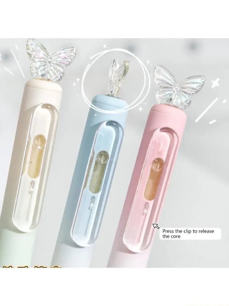 Penna gel in plastica con inchiostro gel a farfalla da 4 pezzi per prendere appunti nel diario