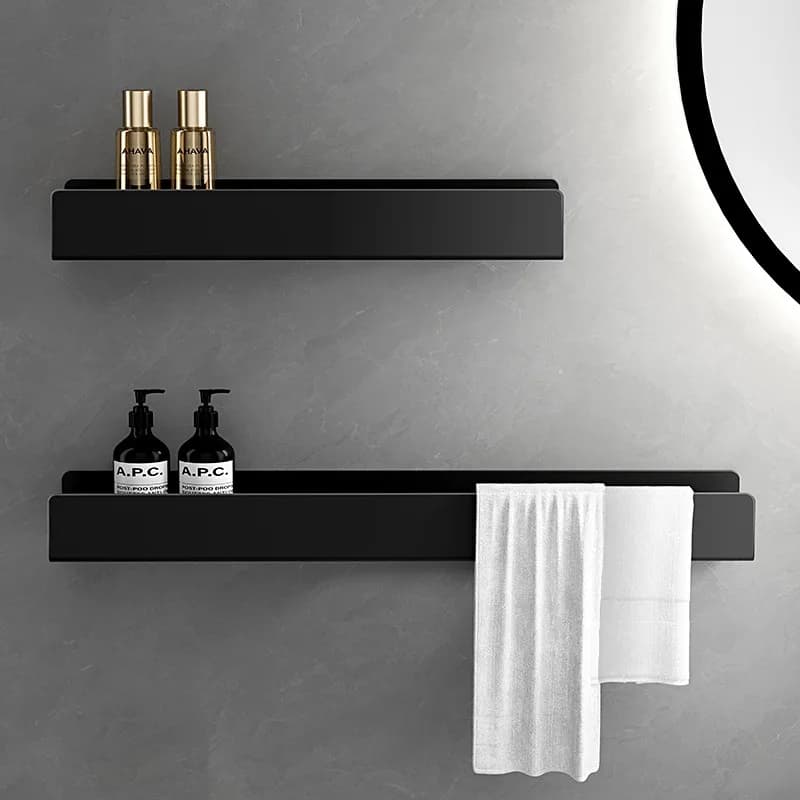 Portasciugamani in acciaio inox per WC con specchio integrato, portaoggetti da parete per bagno senza foratura.