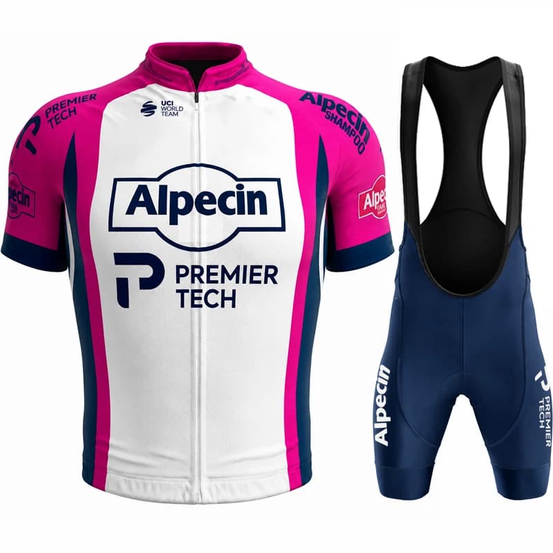 ALPECIN Summer Road Cycling Jersey Set Men Short Sleeve Breathable Padded Bib Shorts Lightweight Bicycle Racing Sportswear Wear