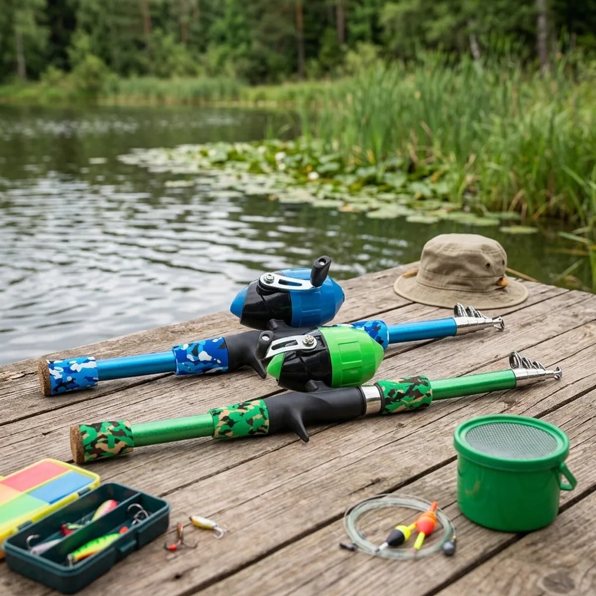 1.5m Fishing Rod Lure Fishing Gear Set Wheel Full Set Soft Bait Hook Swivel
