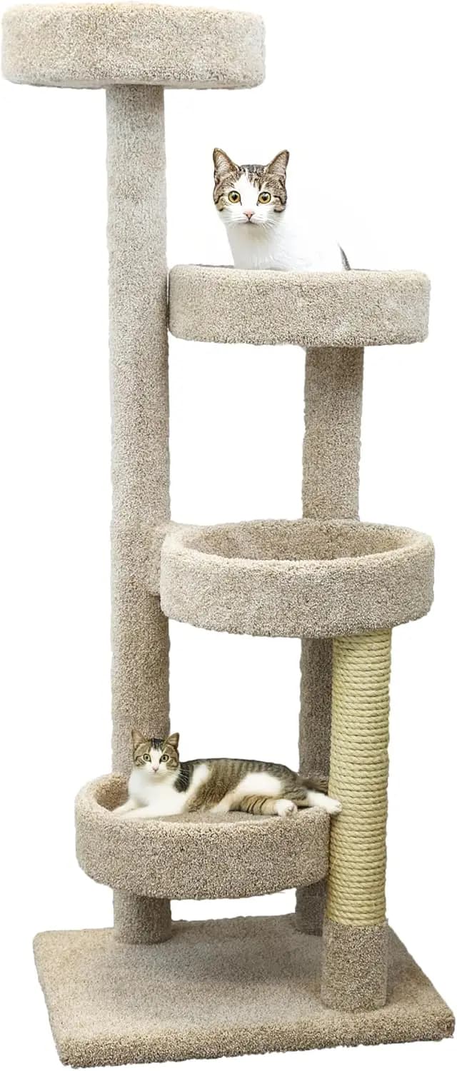 Nuovo Albero per Gatti Cat Condos, Beige, 61 cm (L) x 51 cm (P) x 155 cm (A)
