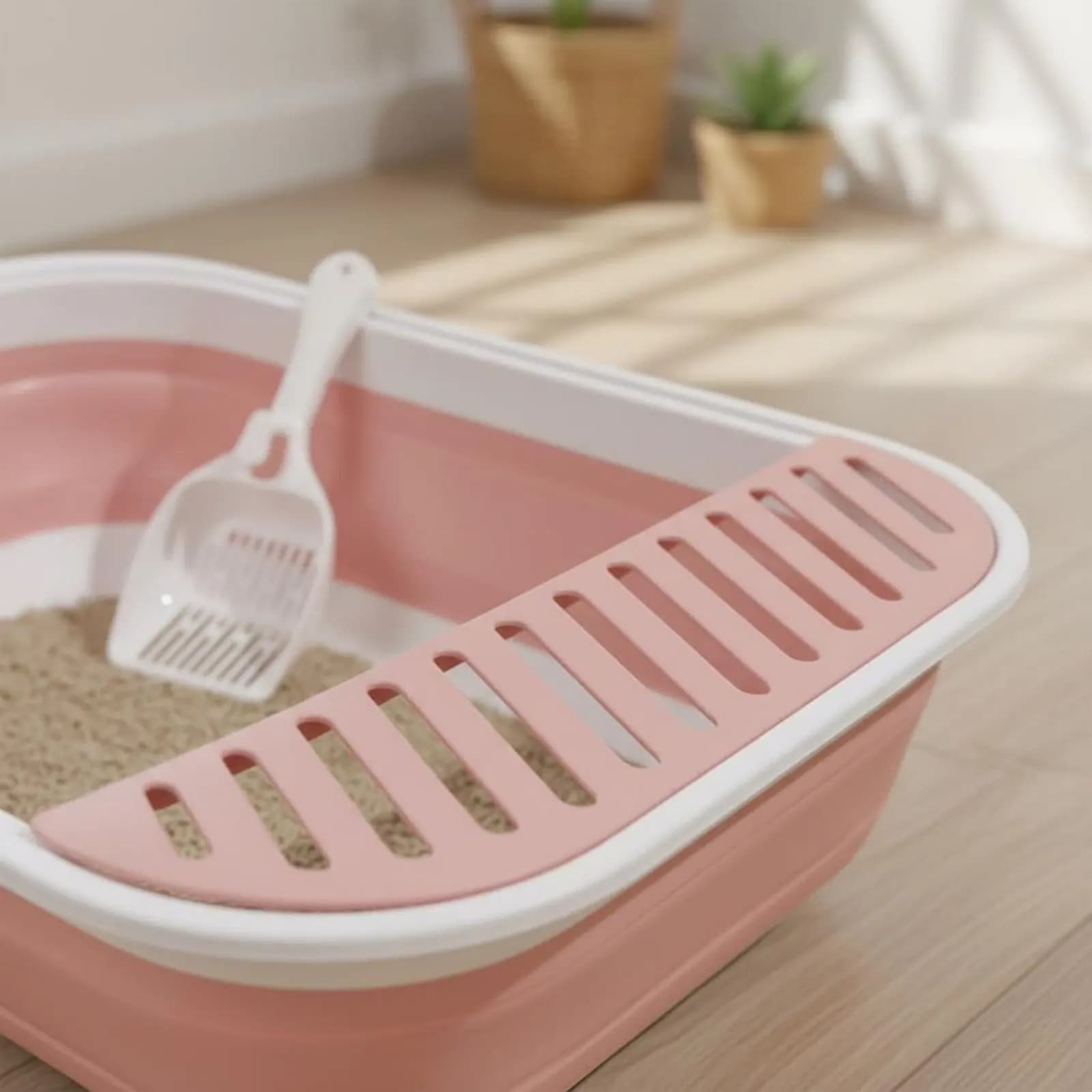Foldable Cat Litter Box Easy to Clean Semi-Enclosed Litter Tray Foldable Cat Potty Spacious Pet Supplies for Travel