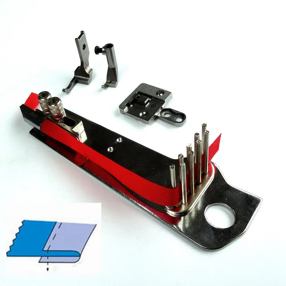 per PFAFF 335 Set staffa raccoglitore con piedino guida a nastro Raccoglitore alimentatore piastra ago