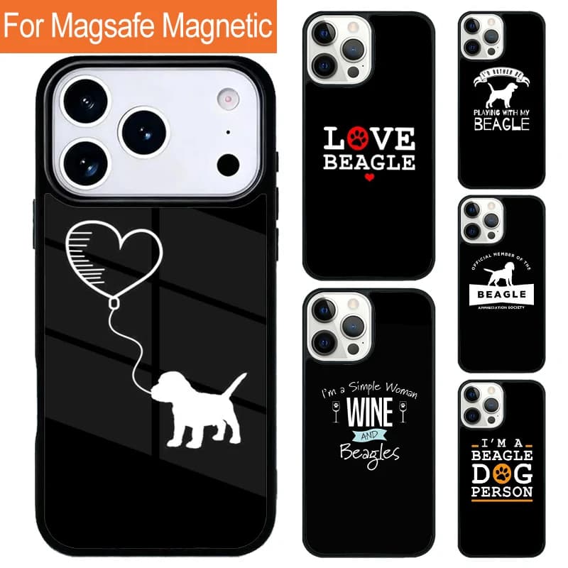 Custodia Magnetica Wireless per Telefono con Stampa Cucciolo di Beagle per iPhone 17 Pro 16 15 13 12 11 Pro Max Air 14 Plus con Cover Magsafe