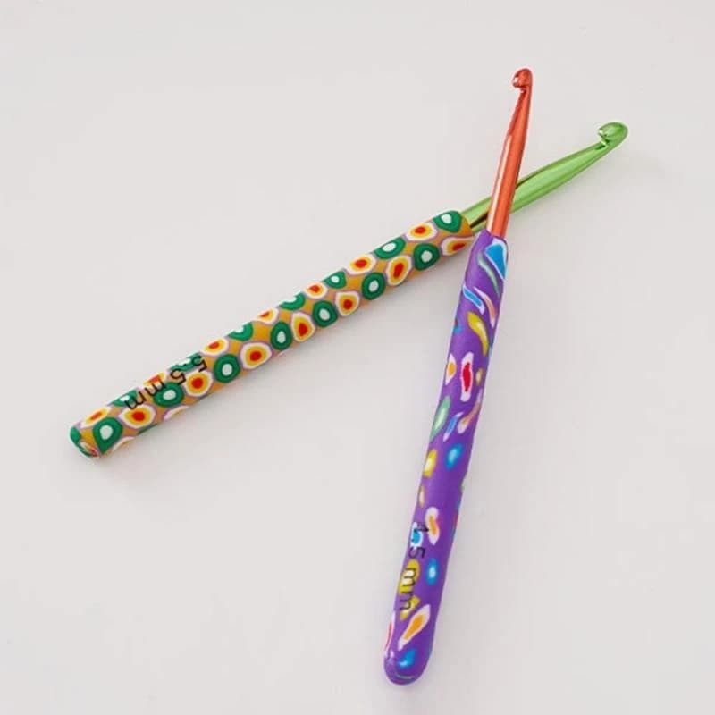 9Pcs Professional Long Handle Crochet Hook, 2MM-6MM Ergonomic Crochet Hooks Set, Crochet Needle for Beginner Hobbyist