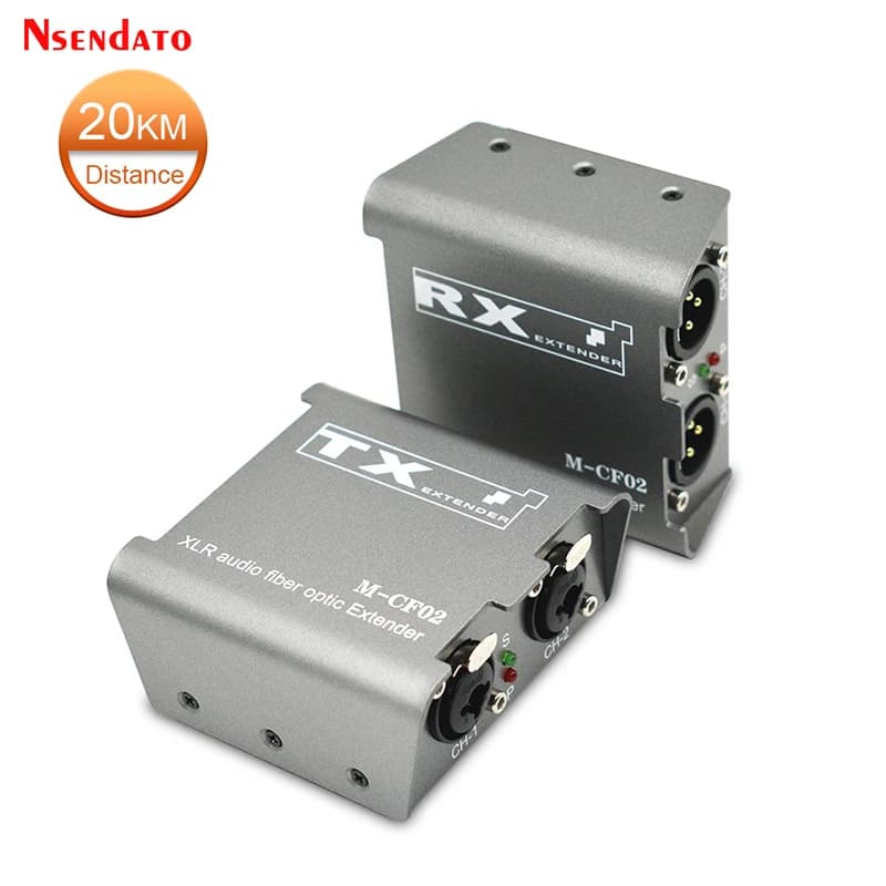 Extender Audio XLR a 1/2 Canali su Fibra Ottica SC fino a 20km, Trasmettitore e Ricevitore Audio Bilanciato XLR a 2 Vie