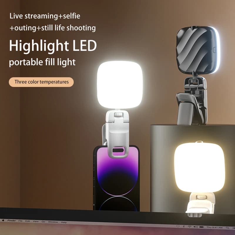 Luce per selfie LED ricaricabile Luce di riempimento per telefono cellulare Clip portatile sulla luce per telefono Tablet Laptop Zoom Vlog Trucco Video