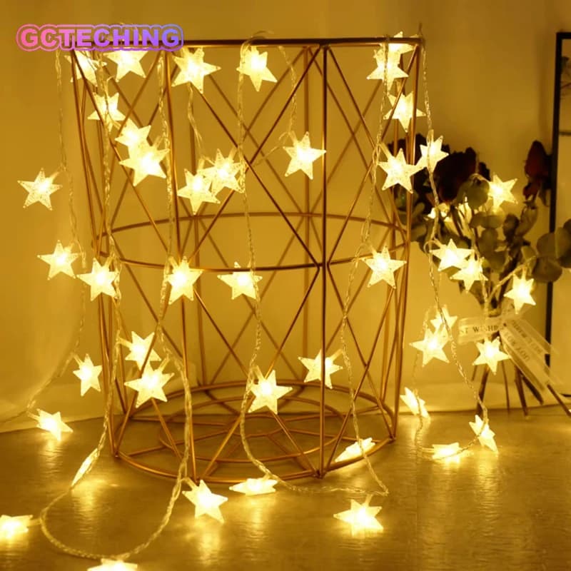 LED Star Lights Outdoor Chain Lights Garland String Lights Party Wedding House Terrace Garden Christmas Decoration