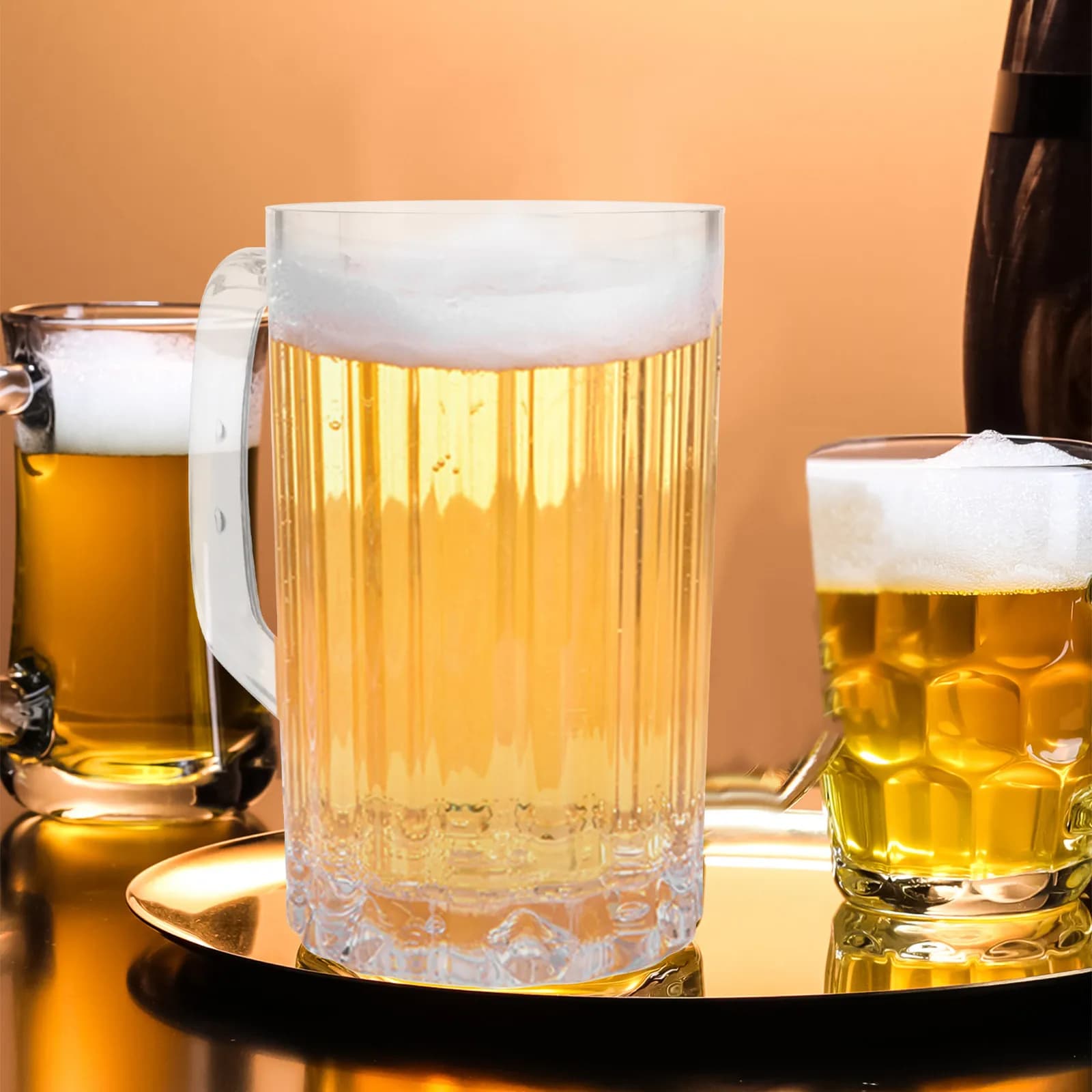 2 tazze da birra professionali in plastica da 500 ml con manico facile da impugnare, fondo extra spesso, interno liscio, per birra, acqua, succo, soda