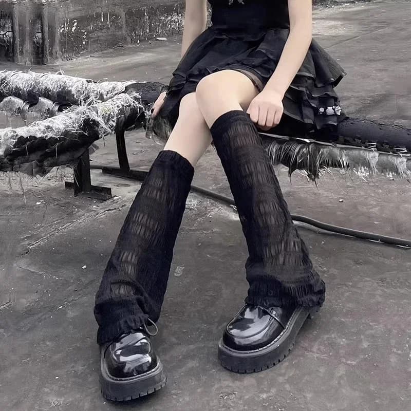 Scaldamuscoli Y2k JK Calzini di pizzo a rete stile giapponese Calze da donna Lolita Ragazze Kawaii Calzini al ginocchio carini Scaldamuscoli Protezione solare