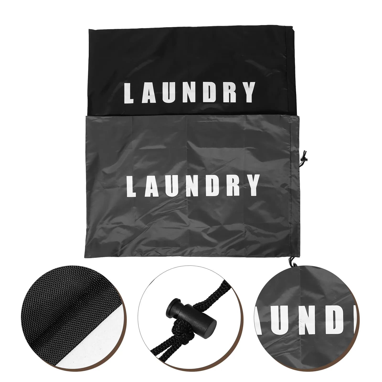 2 Sacchi Portabiancheria in Oxford Grigio/Nero con Coulisse, Lavabili, Resistenti, Organizer per Vestiti Sporchi, Borsa da Viaggio per Casa e Dormitorio