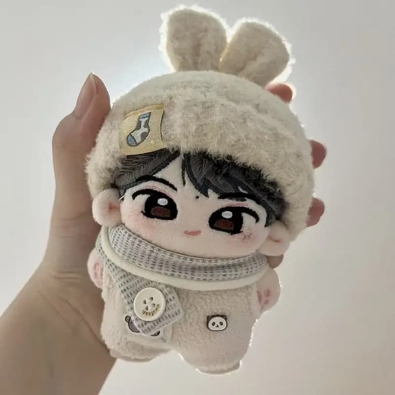 Vestiti in cotone da 10 cm per Labubu Mini V4.0, modello Carota Latte Fresco, con cappellino da coniglietto bianco latte, completo di vestiti per bambino carino