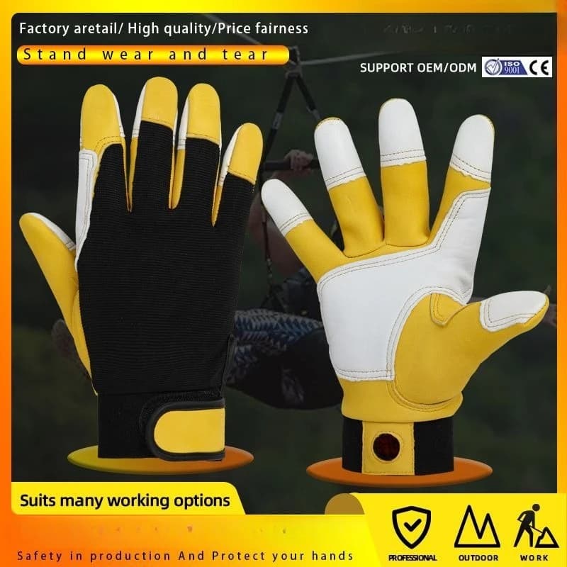 1 paio di guanti da lavoro in pelle di pecora per lavoratori, protezione per la sicurezza sul lavoro, giardino, sport, motociclista, guanti resistenti all'usura