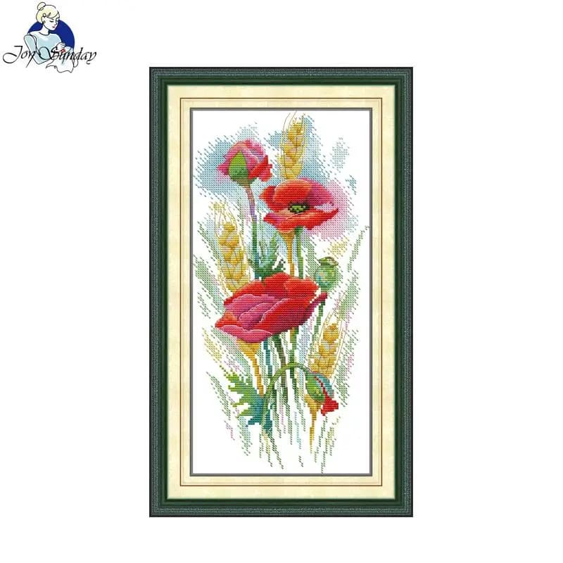 Joy Sunday Cross Stitch Kits Flowers Pattern Printed Counted Aida Fabric 16CT 14CT 11CT Art Craft DIY Embroidery Kit New Hot