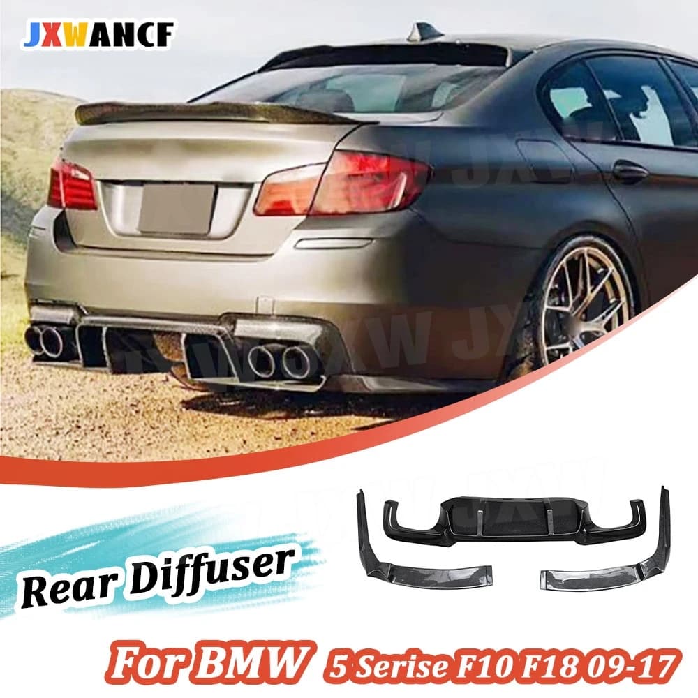 JXWANCF Diffusore Posteriore in Fibra di Carbonio per BMW Serie 5 F10 M5 2012-2017 con Splitter, Estensione Spoiler Posteriore in FRP