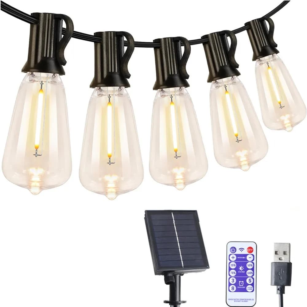 Luci Solari da Esterno a Sospensione con Telecomando, Luci da Giardino ST38, Luci a Stringa a Globo Impermeabili per Matrimoni e Feste