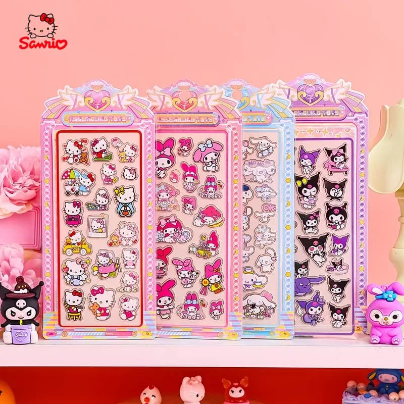 Adesivi 3D Hello Kitty in Rilievo per Scrapbooking, Decorazioni Cartoon per Ragazze, Diario, Cover Telefono, Laptop, Valigie, Impermeabili