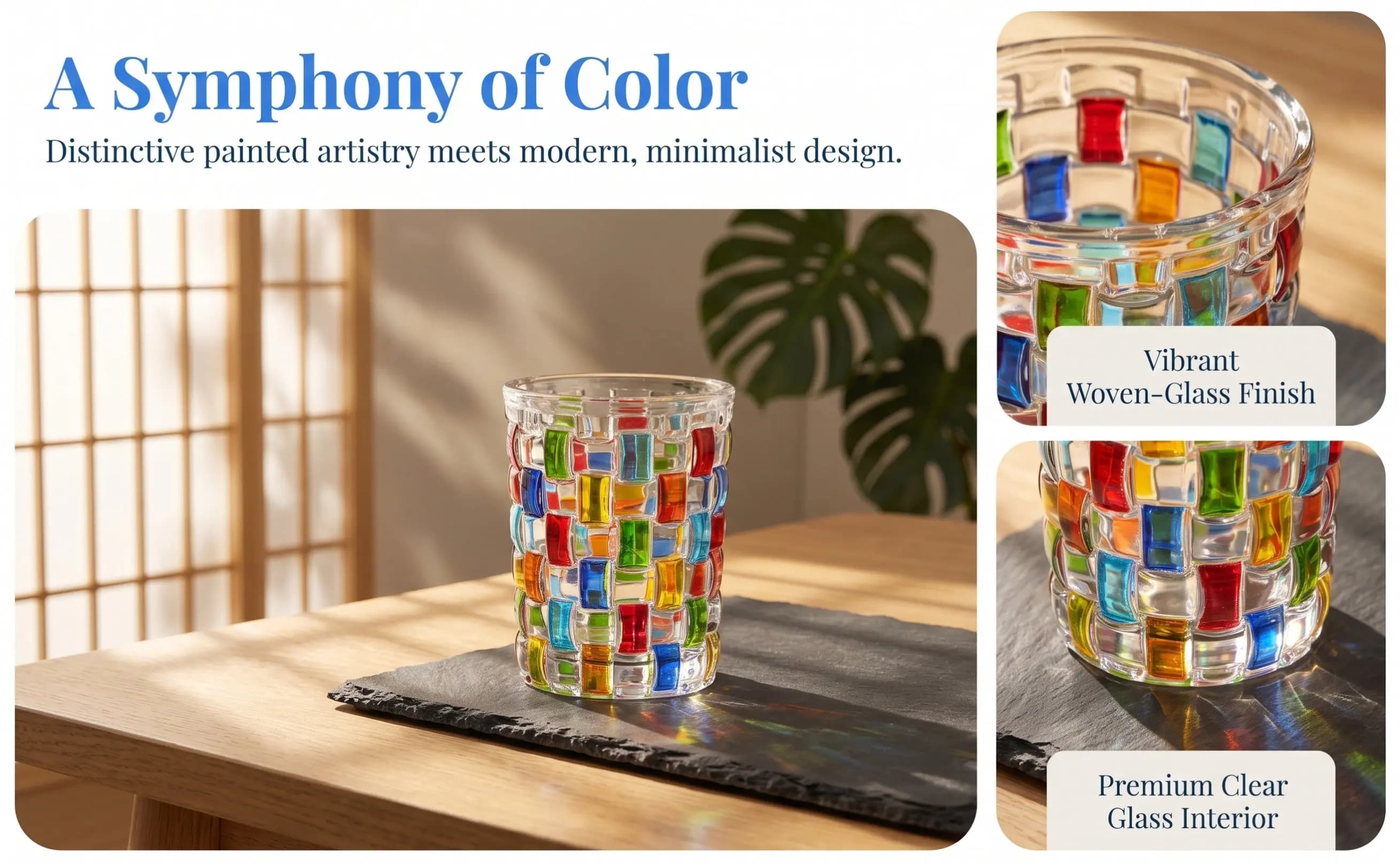 Colorful Painting Juice Glass Clear High-Grade Glass Cup for Beverage Water and Dessert Juice Glasses Latte Art Cup