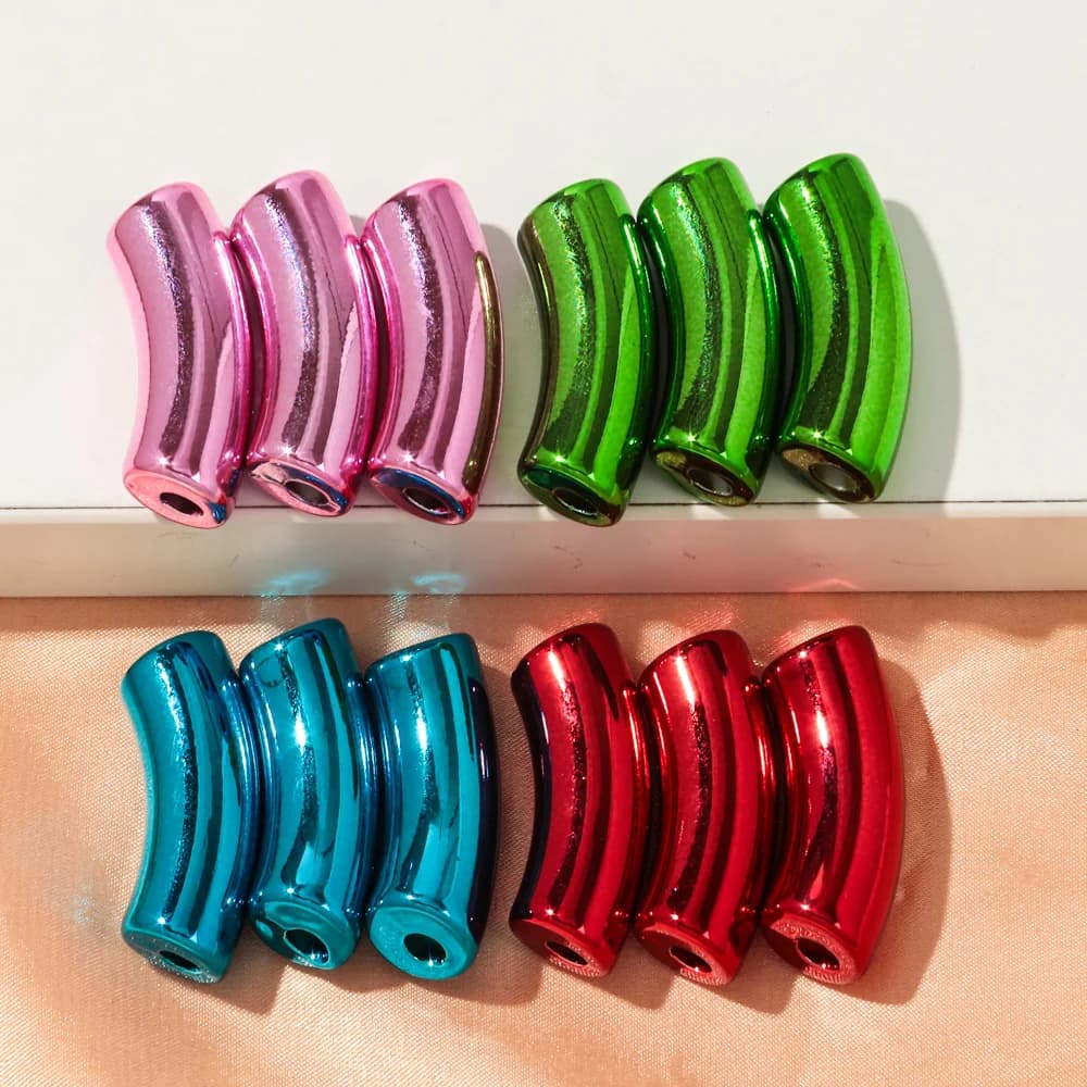 15 pcs acrylic 11MM bamboo tube beads color metal resin big elbow loose beads for DIY bracelet jewelry accessories necklace