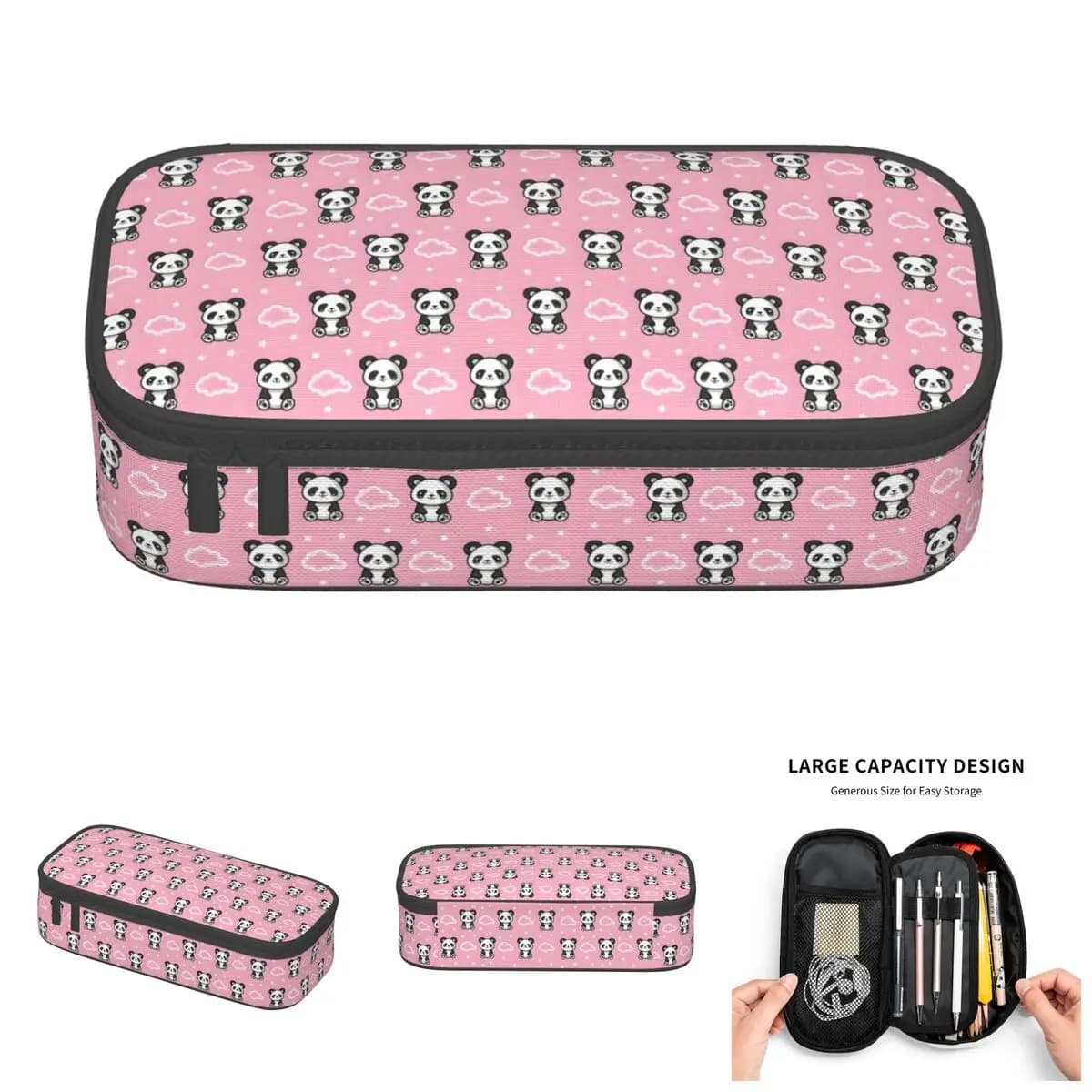 Cute Pink Panda Star And Cloud Cartoon Pencil Cases for Boys Girls Big Capacity Anime Cute Pencil Bag School Supplies