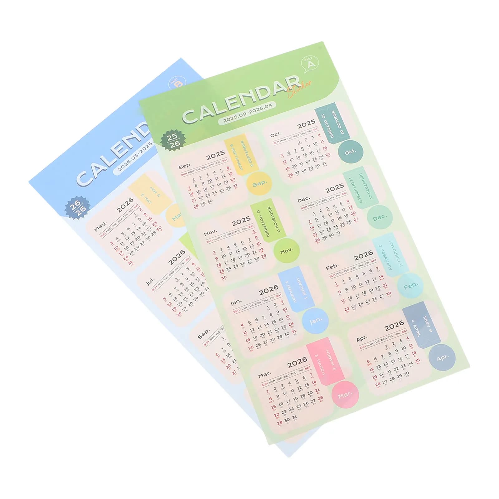 2Sheet 2026 Monthly Calendar Stickers Color Coded Planner Tabs Adhesive Date Labels for Journal Notebook Daily Schedule Tracking