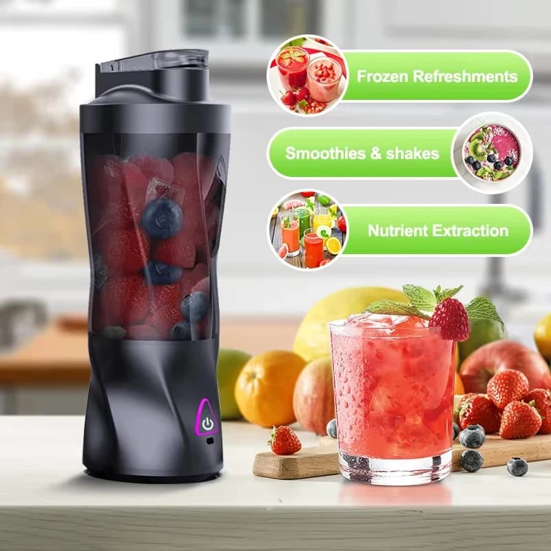 Portable Electric Fruit Blender 700ML Multifunction USB Rechargeable for Frullati and Smoothie, External Mixing Glass