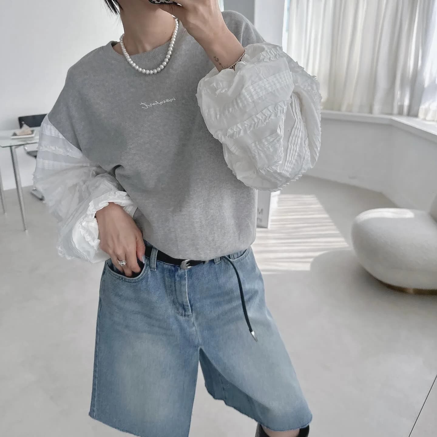 Fashionable Versatile Shirt Sleeve Patchwork Hoodie Loose Fit Casual Style Spring Collection Chinese Manufacturer Women's Wear
