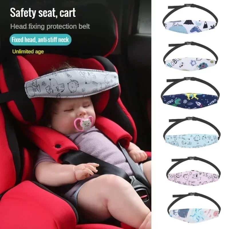 Seggiolino auto per bambini Supporto per la testa Passeggino per neonati regolabile Cintura di sollievo per il collo Cuscino Cintura di fissaggio Poggiatesta Posizionatore per il sonno del bambino