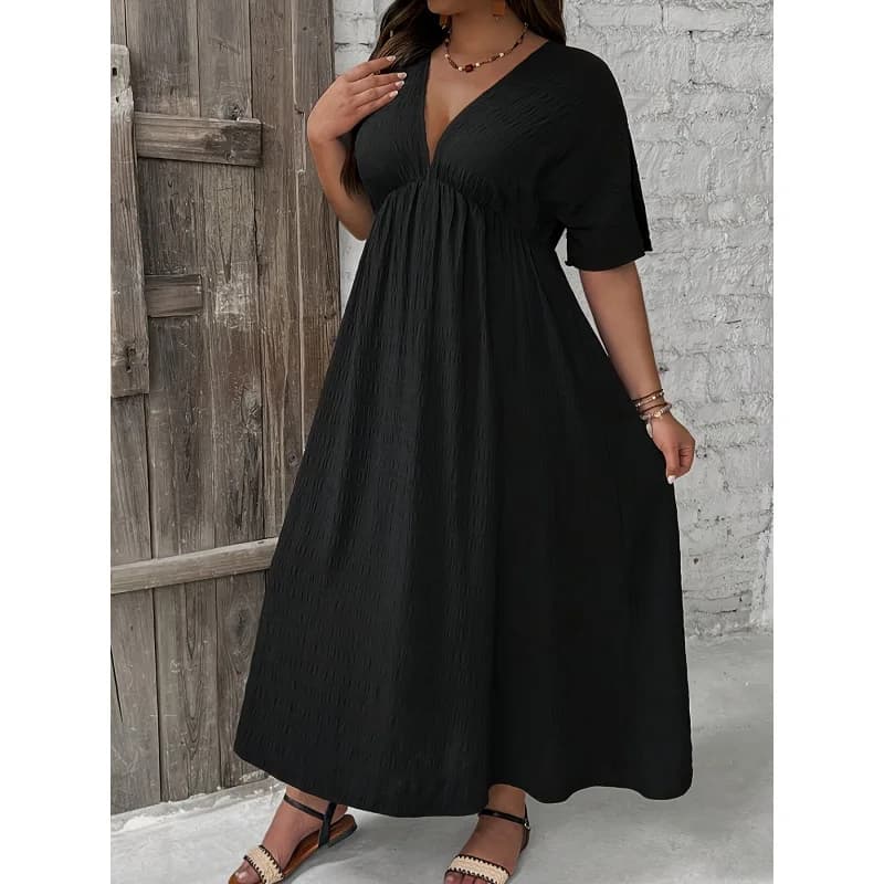 Bohemian Deep V Dress H 70007 Cross-Border Women's Short Sleeve Dress Other Style CITYWALK Other Material 100% Spring 2026
