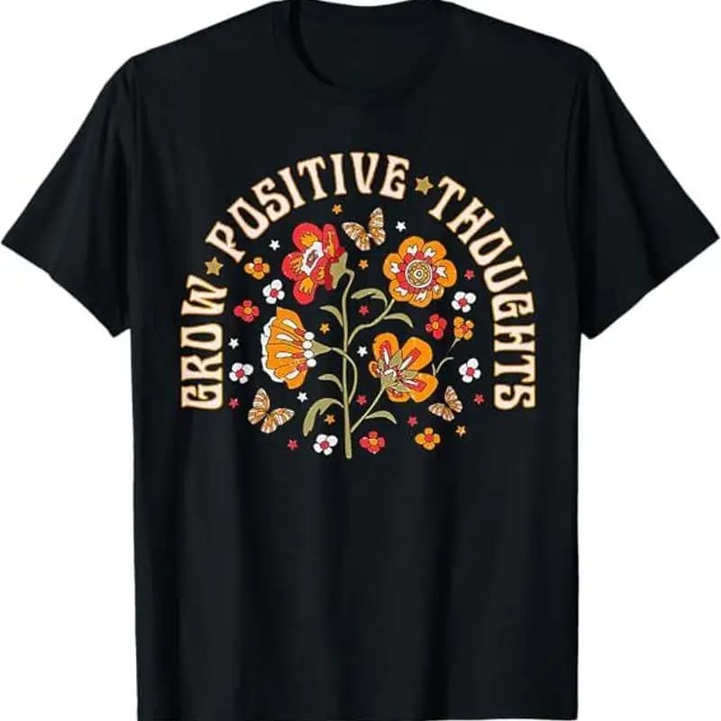 Nuova maglietta limitata con pensieri positivi a crescita limitata, idea di design floreale S 3XL