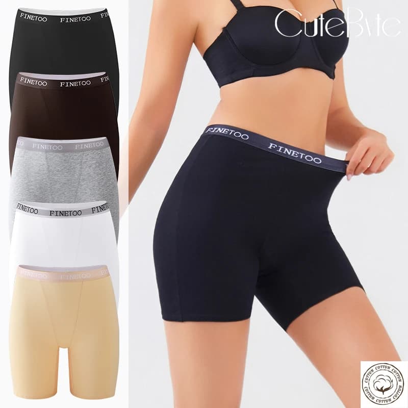 FINETOO Women's Cotton High Waisted Mutandines, Summer Cycling Shorts, Safety Shorts Under Skirt