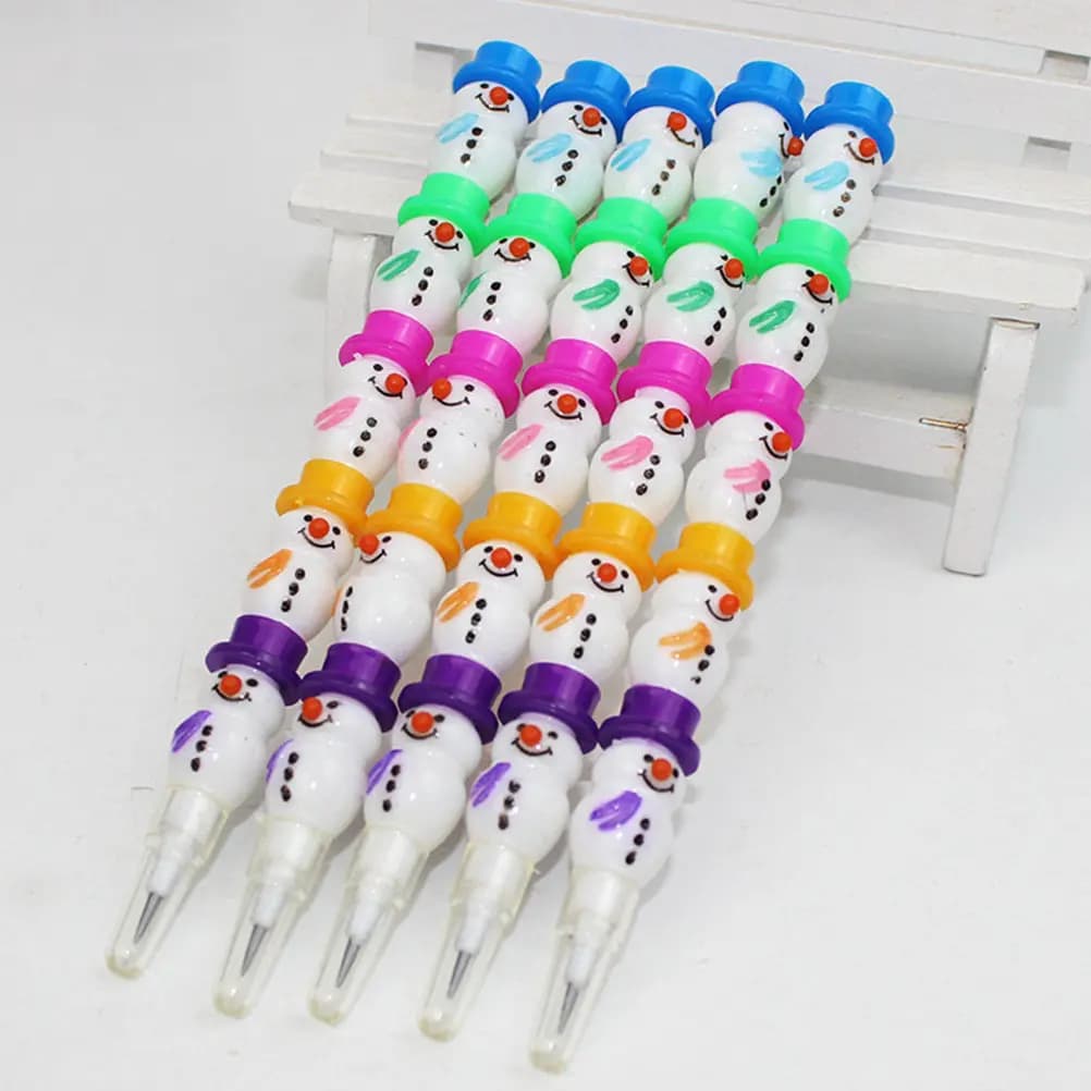 10Pcs Removable Pencils Snowman Pattern Cute Design Kids Stationery Student Supplies Writing Drawing Coloring Supply Set