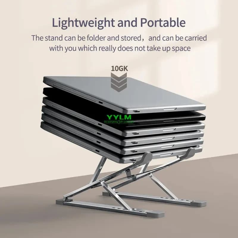 High Efficiency Aluminum Alloy Laptop Holder, Adjustable, Heat Sink, Portable And Foldable