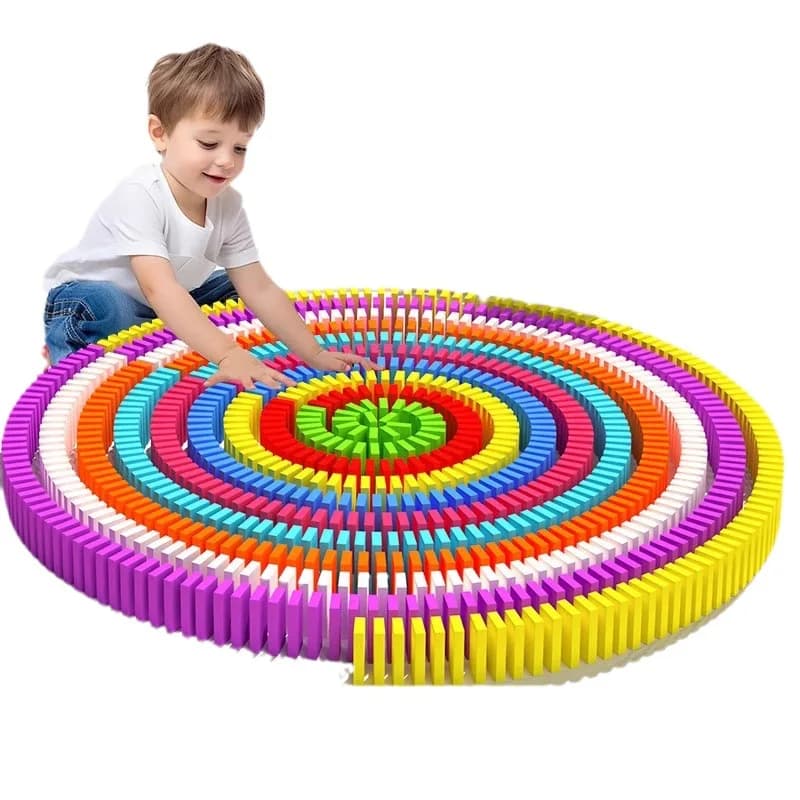 Set di blocchi domino arcobaleno da 100 pezzi per l'intelligenza dei bambini, set regalo di giocattoli educativi per giochi domino luminosi precoci