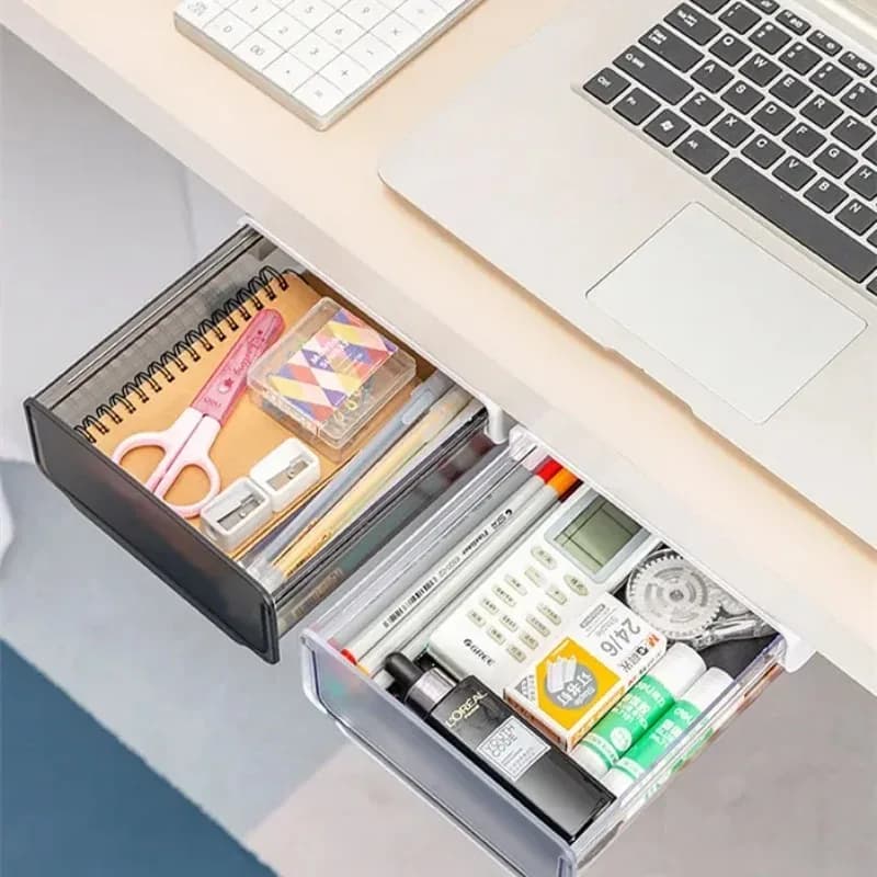 Cassetto Nascosto Trasparente Sotto Scrivania, Organizzatore per Ufficio, Portaoggetti per Scrivania, Portapenne, Vassoio Portaoggetti per Cancelleria