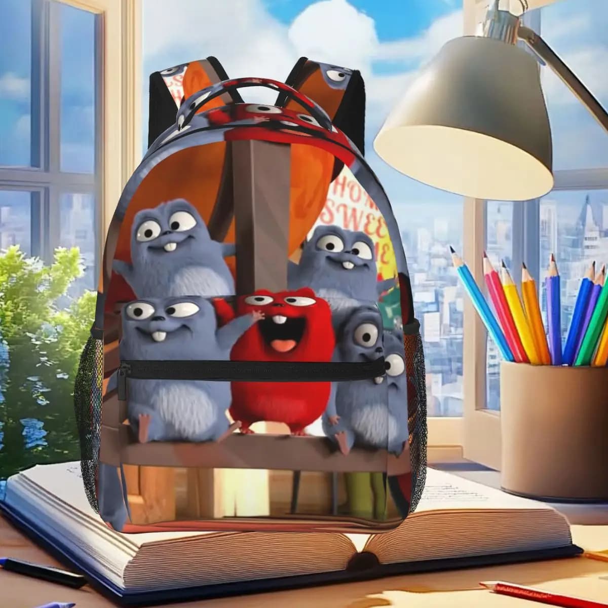 Grizzy And The Lemmings Cartoon Anime Zaino per studenti, ragazzi e ragazze, borsa per libri, borsa da scuola per bambini, borse a tracolla per laptop, per uomini e donne