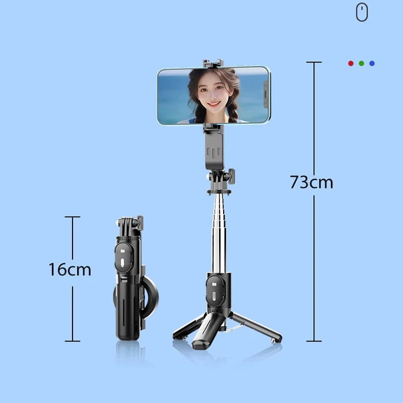 P08Y Treppiede magnetico per selfie stick 3in1 Monopiedi pieghevoli Bluetooth wireless 360 ° Rotazione con luce di riempimento per Vlogging in viaggio