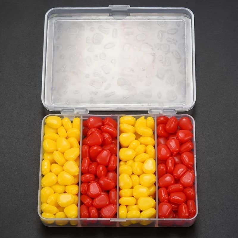 Set of 200 Soft Carpet baits, Artificial Mais Taste Floating bait with Plastic Box, Fishing Accessories
