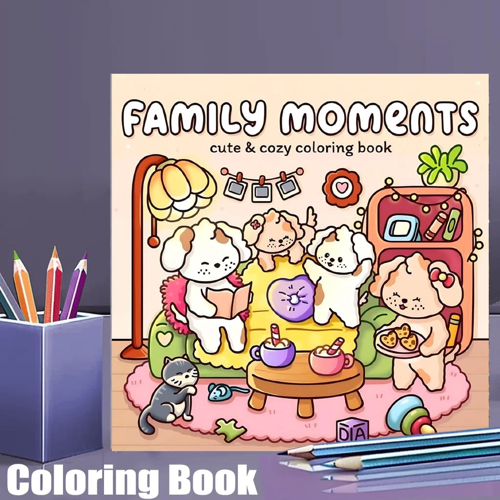 28 Pages Family Time Coloring Book for Adult | Colouring Book, Drawing Supplies for Christmas, Thanksgiving
