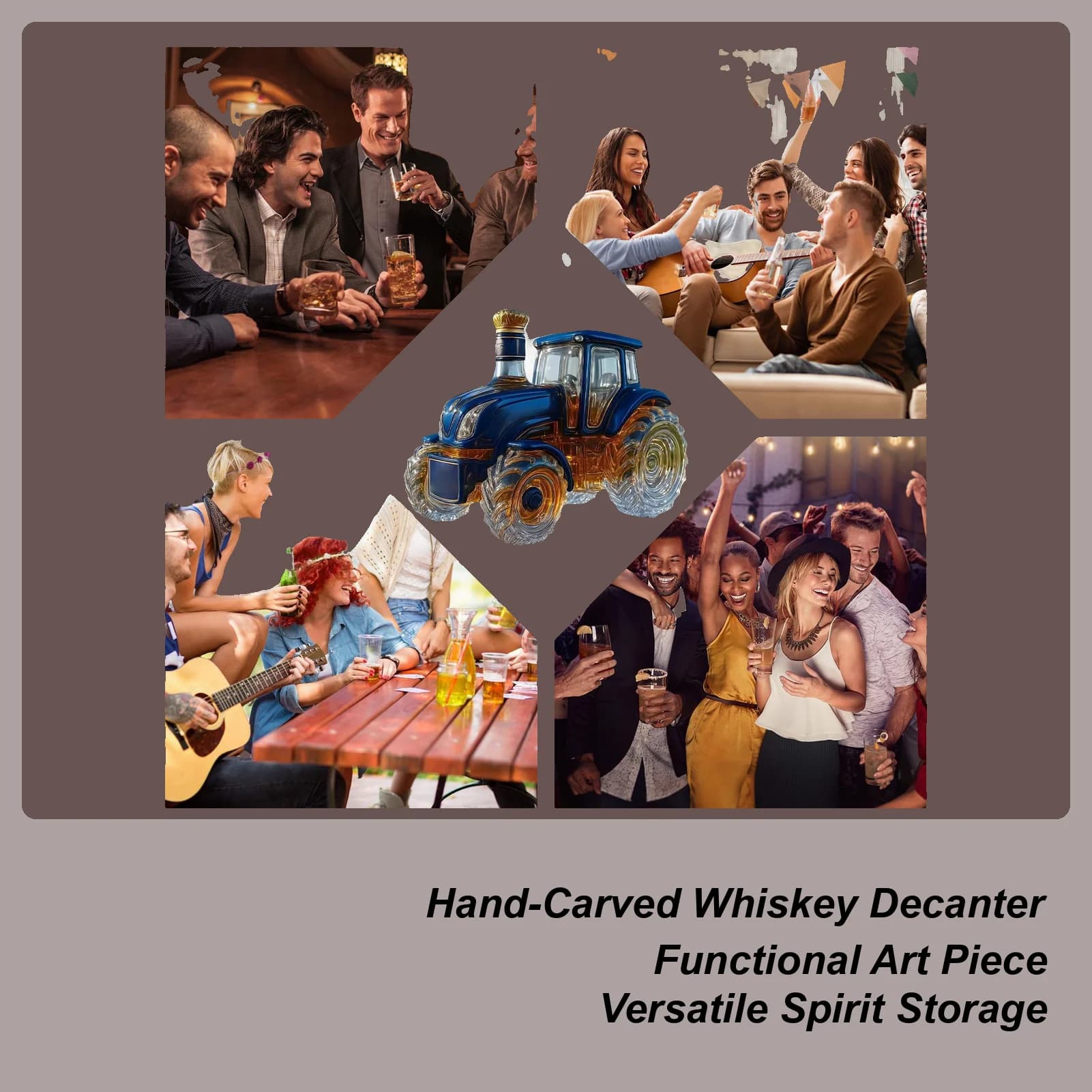 Whisky Decanter Vetro Divertente Contenitore di Stoccaggio Trattore Bourbon Decanter Bottiglia di Vino Per Il Vino Bourbon Brandy Vodka Complementi Arredo Casa Bar