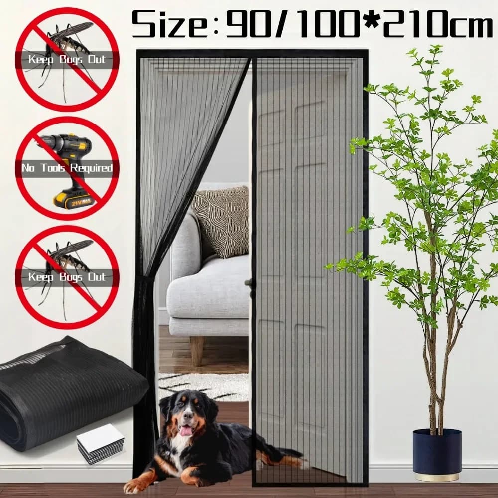 Tenda a rete per porta magnetica resistente Anti-zanzara Chiusura automatica Rete per porta muta Tenda a rete divisoria per ventilazione domestica