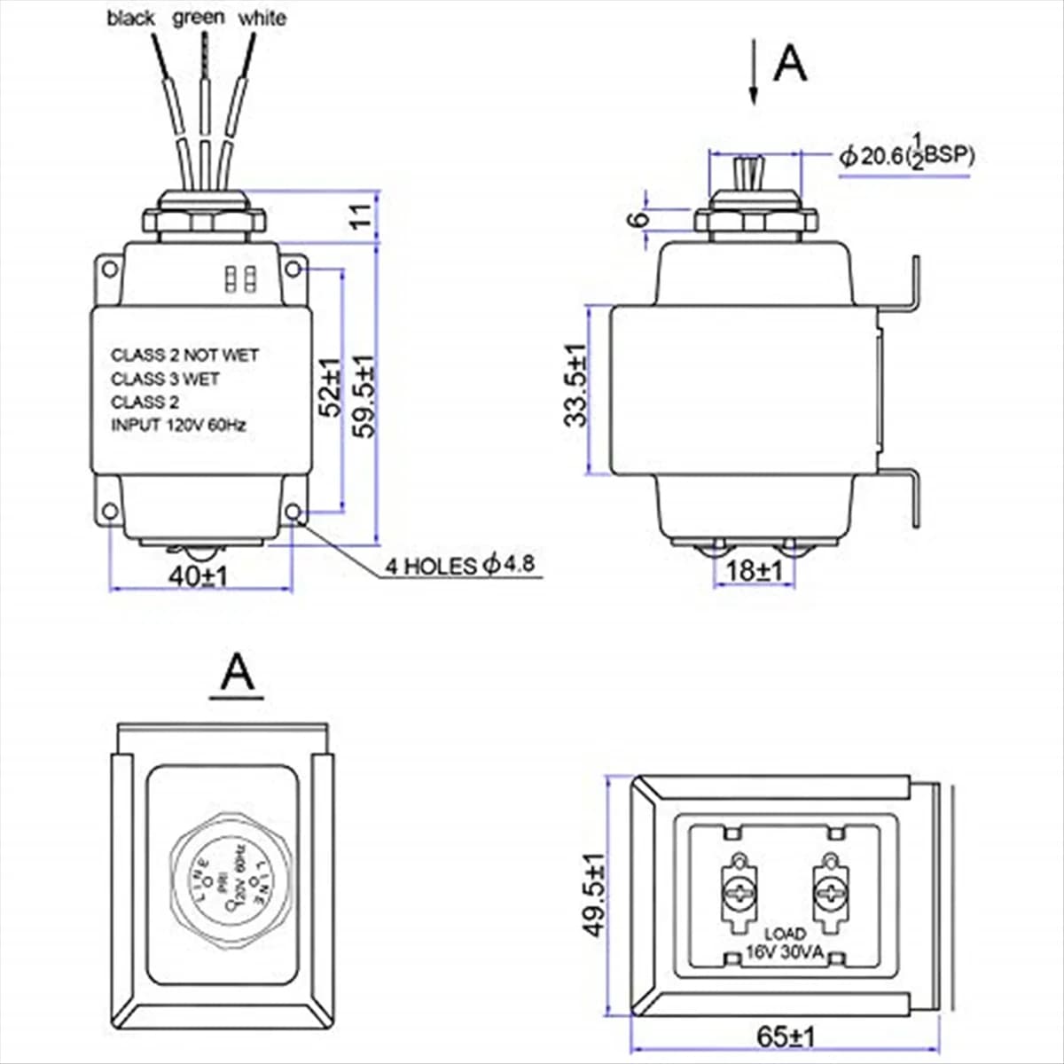 Trasformatore per campanello B43C 16V 30VA compatibile con campanello video cablato ad anello, trasformatore per campanello per porta facile da installare per la casa