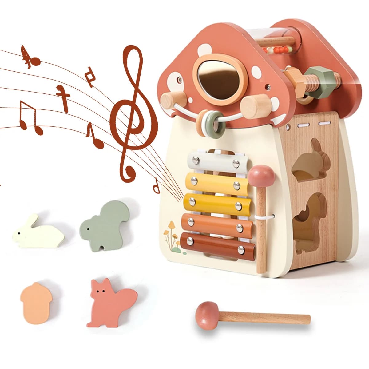 Giocattoli Montessori in legno per bambini blocchi di costruzione di funghi giocattoli di Puzzle strumento musicale in legno per bambini giocattoli per la prima educazione regalo per bambini